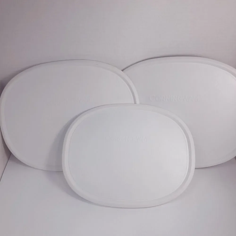 Corning Ware set 3 lids f-12-pc f-2-pc white oval cover casserole baking dish